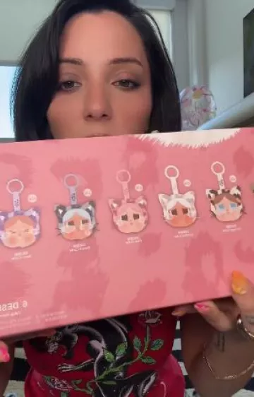 Pop Mart Crybaby Blind Box worn by Niki DeMartino on herTiktok post on June 5, 2025