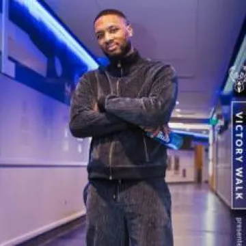 Louis Vuitton x Park Seo Bo Grey Corduroy Track Jacket worn by Damian Lillard on the Instagram account @sixers