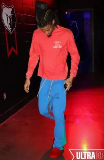 Marni Red Fur Fussbett Sabot Slippers worn by Temetrius Morant on the Instagram account @memgrizz