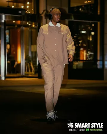 Marni Biscuit Brown Cuffed Pants worn by Tyrese Maxey on the Instagram account @sixers
