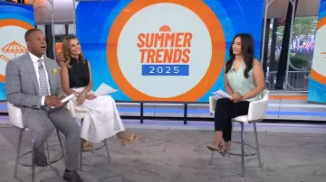 Sandales à talon plateforme Loeffler Randall Fae portées par Savannah Guthrie comme on le voit dans Today le 9 juin 2025