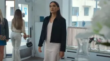 Mango Zip Through Tailored Jacket in Black worn by Amina Khalil (Sarah Gustafsson) as seen in Barracuda Queens (S02E02)