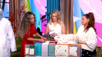 Bcbgmaxazria Faux Fur Shrug worn by Gretta Monahan as seen in The View on June 9, 2025