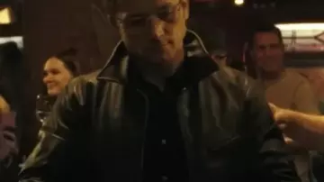 Smoke 2025 Dave Gudsen Black Leather Jacket worn by Dave Gudsen (Taron Egerton) in Smoke (S01)