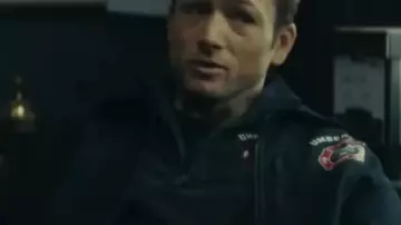 Smoke 2025 Taron Egerton Black Jacket worn by Dave Gudsen (Taron Egerton) in Smoke (S01)