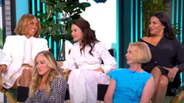 Simkhai Jazz Eyelet Midi-Shirtdress worn by Kristin Davis as seen in The View on June 10, 2025