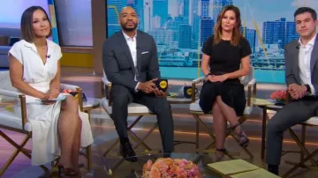 Saint Laurent Tribute Mule Sandals worn by Eva Pilgrim as seen in Good Morning America on June 4, 2025