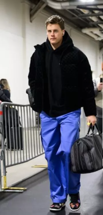Marni Periwinkle Blue Cargo Pants worn by Joe Burrow on the Instagram account @bengals