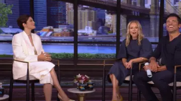 Gia Studios Helene Pleated Linen Blend Trouser Shorts worn by Monica Barbaro as seen in LIVE with Kelly and Mark on June 10, 2025