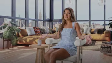Robe courte fleurie bleue Amanda Uprichard portée par Gia Giudice dans Next Gen NYC (S01E01)