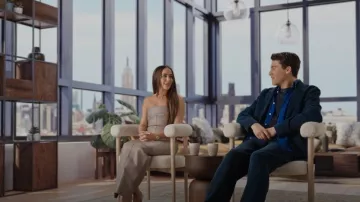 Robe bustier en jean enduit rose sans bretelles Rick Owens portée par Ariana Biermann comme on le voit dans Next Gen NYC (S01E01)