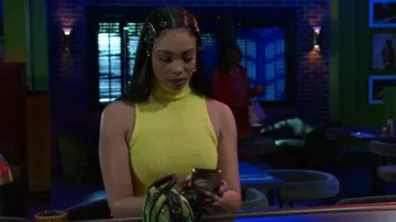 Pinko American Curl Top worn by Chelsea Hamilton(Rhonnirose Mantilla) as seen in Beyond the Gates (S01E66)