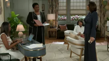 Donna Karan Pinstripe Wide-Leg Pants worn by Dr. Nicole Dupree Richardson (Daphnée Duplaix) as seen in Beyond the Gates (S01E67)