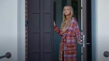 Missoni Plaid Wrap Coat worn by Margareta Millkvist (Izabella Scorupco) as seen in Barracuda Queens (S02E04)