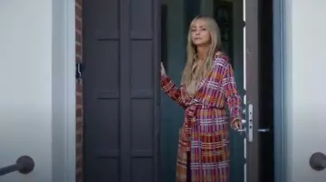 Missoni Plaid Wrap Coat worn by Margareta Millkvist (Izabella Scorupco) as seen in Barracuda Queens (S02E04)