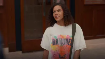Madeworn White Tie Dye Ramones Graphic T-Shirt worn by Virginia ‘Ginny’ Miller (Antonia Gentry) as seen in Ginny & Georgia (S03E08)