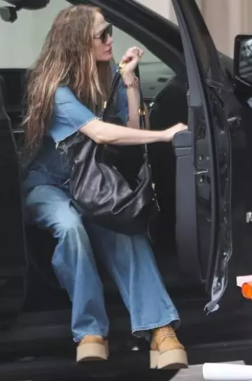 R13 Double Stack Lace-Up Boots worn by Jennifer Lopez in Los Angeles on June 9, 2025