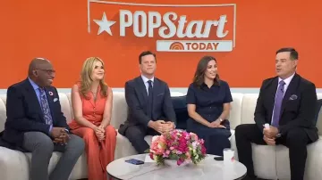 Veronica Beard Benny Linen Vest in Persimmon worn by Jenna Bush Hager as seen in Today on June 12, 2025
