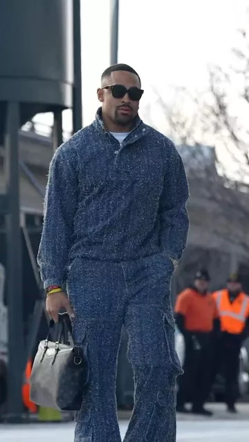 Louis Vuitton Black Monogram Explorer Briefcase worn by Jalen Hurts on the Instagram account @philadelphiaeagles
