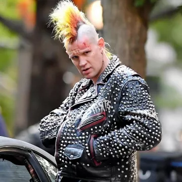 Caught Stealing 2025 Russ Biker Leather Jacket worn by Matt Smith on the Instagram account @realmoviescenes
