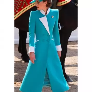 Blue Coat Dress of Catherine, Duchess of Cambridge on the Instagram account @haremscouture