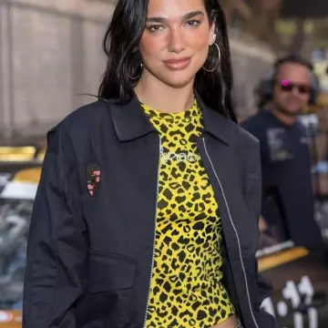 Monaco Grand Prix Dua Lipa Bomber Jacket worn by Dua Lipa on the Instagram account @dua_lipa_obsession