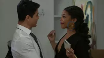 Khoi Jira Earrings worn by Dani Dupree (Karla Cheatham Mosley) as seen in Beyond the Gates (S01E73)