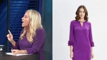 Robe à manches appliquées florales violettes (Alison Triessl) dans Access Daily (S13E12)