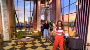 Haut en tricot de coton mélangé à rayures Jack A.L.C. porté par Alyssa Farah Griffin, comme on le voit dans The View le 17 juin 2025
