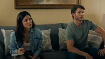 GAP Big Denim Shirt worn by Emma Brunner (Monica Barbaro) as seen in FUBAR (S02E01)