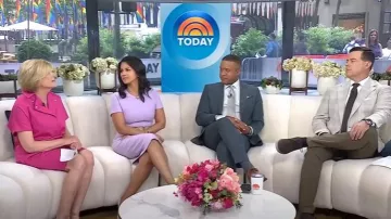 Vestido hasta la rodilla de gabardina de algodón elástico Akris Punto usado por Anne Thompson como se ve en Hoy el 18 de junio de 2025