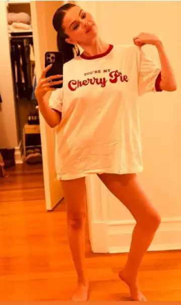 Selena Gomez You’re My Cherry Pie Ringer T-Shirt worn by Selena Gomez on her Instagram on June 10, 2025