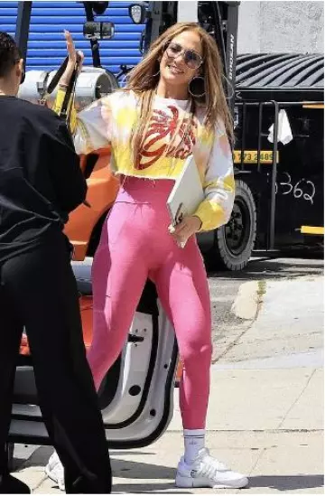 Alo Yoga Half-Crew Throwback Sock worn by Jennifer Lopez in Los Angeles post on June 12, 2025