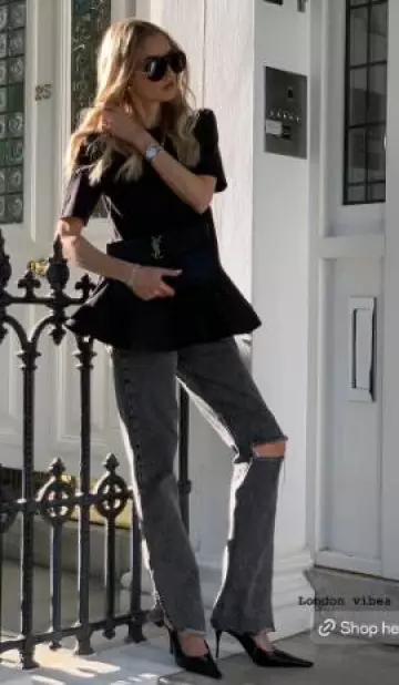 Top de Alaïa Peplum usado por Leonie Hanne en su historia de Instagram el 10 de junio de 2025