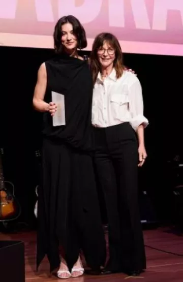 Manolo Blahnik Callasi Leather Slingback Sandals worn by Gracie Abrams at National Music Publishers' Association Annual Meeting post on June 11, 2025