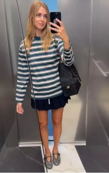 Mini jupe-short Lioness Dynasty portée par Chiara Ferragni sur son post Instagram Story le 11 juin 2025