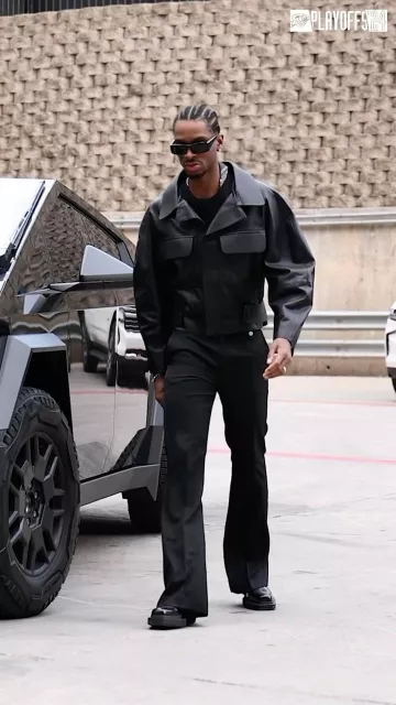 Ferragamo Black Wide Rectangle Sunglasses worn by Shai Gilgeous-Alexander on the Instagram account @okcthunder