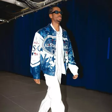 MLB Yankees All Star Game 2008 SGA Leather Jacket worn by Shai Gilgeous-Alexander on the Instagram account @mlb.fits