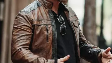 Chaqueta de cuero marrón de Alexander Kane de 72 horas usada por Johnny (Alexander Kane) en 72 horas