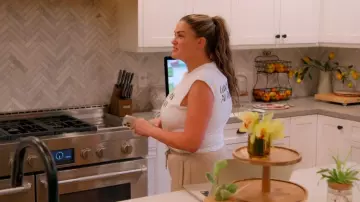 Micas White Catch Flights Not Feelings Graphic Cropped Muscle Tee worn by Brittany Cartwright as seen in The Valley (S02E10)