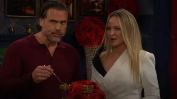 Bcbgmaxazria Asymmetrical Off Shoulder Dress worn by Sharon Newman (Sharon Case) as seen in The Young and the Restless on May 30, 2025