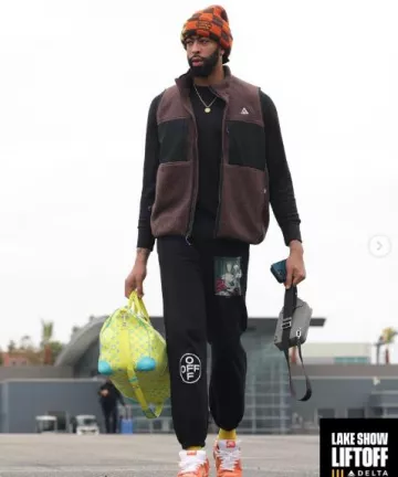 Nike Baroque Brown Fleece Arctic Wolf Vest worn by Anthony Davis on the Instagram account @lakers