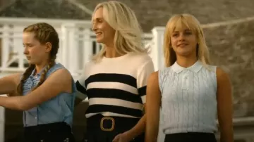 Alexia Admor Pat Striped Short Sleeve Sweater Top worn by Bess Sinclair (Candice King) as seen in We Were Liars (S01E01)