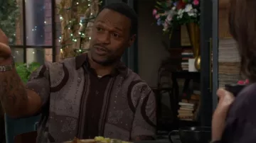 Guess Eco Rayon Medallion Shirt worn by Damian Kane (Jermaine Rivers) as seen in The Young and the Restless on June 13, 2025