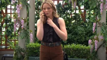 7 For All Mankind Ruffle Bow Halter Top worn by Tessa Porter ( Cait Fairbanks) as seen in The Young and the Restless on June 13, 2025