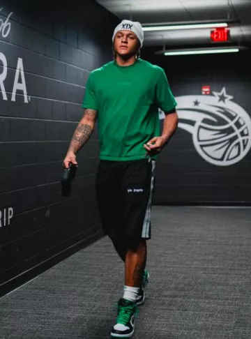 Calcetines Chrome Hearts White & Green Vertical Logo usados por Paolo Banchero en la cuenta de Instagram @orlandomagic