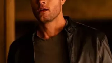 Tracker Justin Hartley Black Leather Jacket worn by Colter Shaw (Justin Hartley) in Tracker