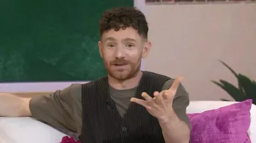 Homme Plissé Issey Miyake Tailored Pleats 2 Vest in Brown worn by Chris Perfetti as seen in Today with Jenna & Friends on June 19, 2025