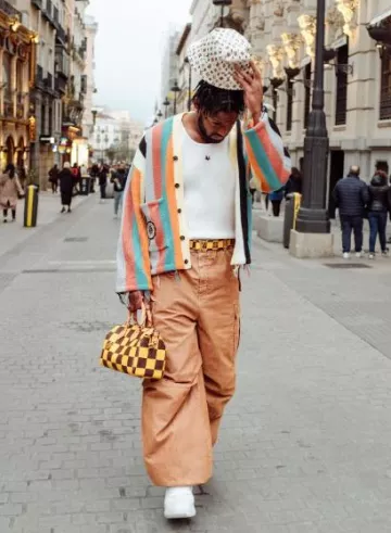 Dries Van Noten Yellow Pop Damier & Gold LV Initiales Belt worn by JuJu Smith-Schuster on the Instagram account @juju