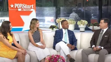 Falda midi con ojales bordados Lela Rose usada por Savannah Guthrie como se ve en Today el 20 de junio de 2025
